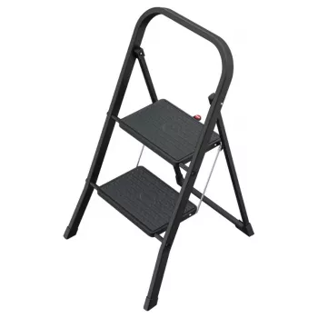 HAILO K44 StandardLine taittoporras turvakaiteella, 2 askelmaa, teräs, musta, 150 kg