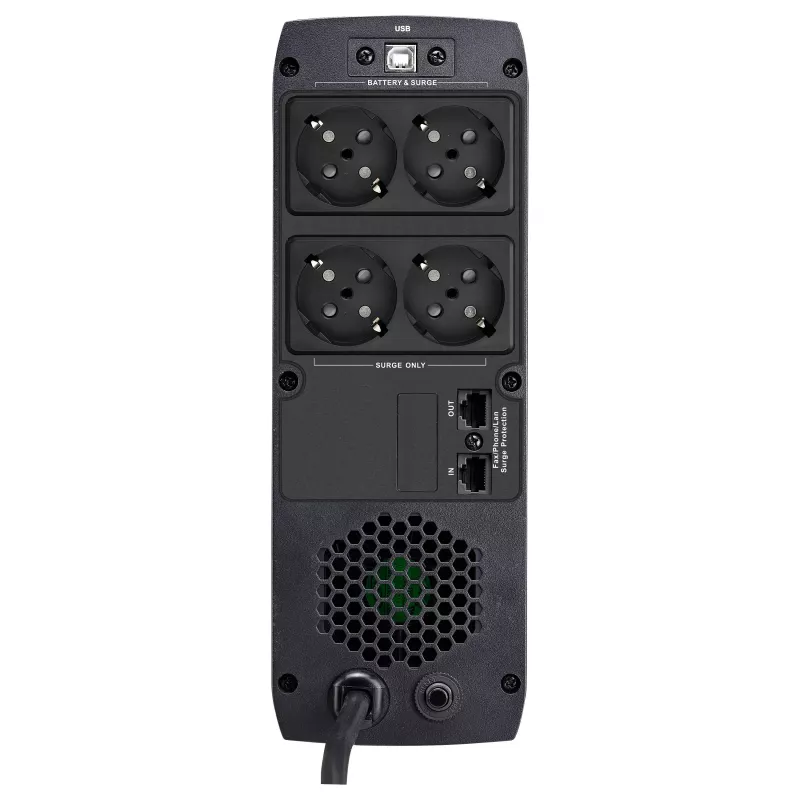 FSP ST 850 Tower 850VA 510W line-interactive UPS RJ45-suojauksella ja 4 Schuko-pistorasialla