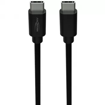 ANSMANN USB-C - USB-C data- ja latauskaapeli, 1,2 m, 60W Power Delivery, musta
