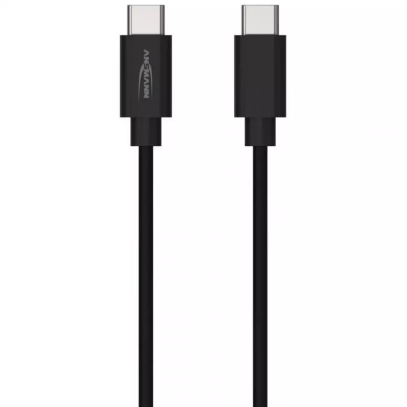 ANSMANN USB-C - USB-C data- ja latauskaapeli, 1,2 m, 60W Power Delivery, musta