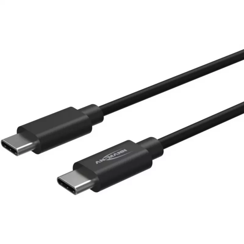 ANSMANN USB-C - USB-C data- ja latauskaapeli, 1,2 m, 60W Power Delivery, musta
