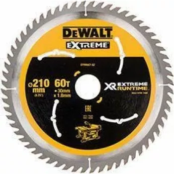 DEWALT Xtreme Runtime 210mm x 30mm 60Z pyörösahanterä