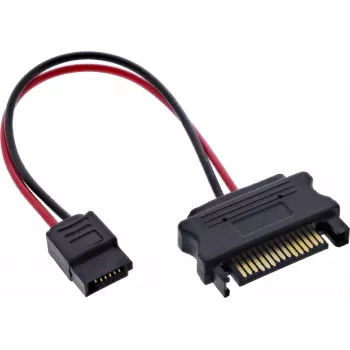InLine® SATA-virtasovitinkaapeli, SATA-naaras SlimSATA-urokseen, 0,15 m