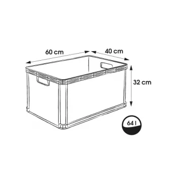keeeper Robert 64L raskaan sarjan kuljetuslaatikko, 60 kg kantavuus, 600x400x320 mm, harmaa