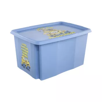 keeeper kansiollinen laatikko 45L Karolina ”Minions Happiness” 55,5x40x30 cm vaaleansininen