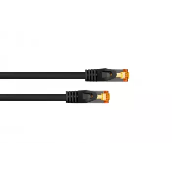 KABELMEISTER Cat.7 S/FTP RJ45 -verkkokaapeli, 1 m, musta, TPE-kuori, halogeeniton, 10 Gbps