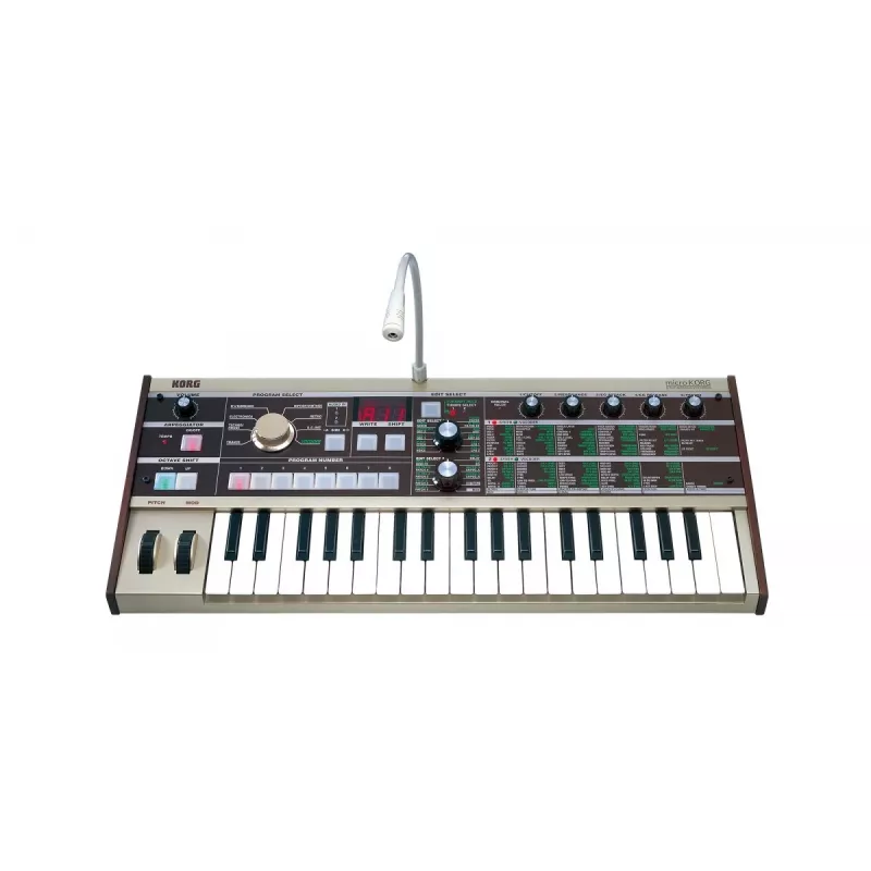 Korg microKORG analoginen mallinnussyntetisaattori 37 minikoskettimella ja vokooderilla, harmaa