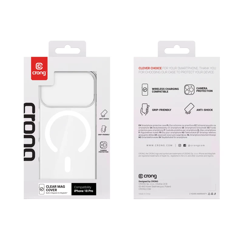 Crong Clear MAG Cover - MagSafe-kotelo iPhone 18 Pro / 17 Pro (läpinäkyvä)