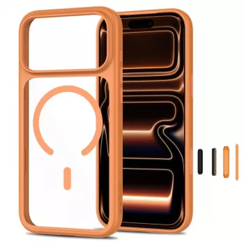 TECH-PROTECT MAGONE MagSafe-kotelo 2 kpl:n pakkauksella karkaistua lasia oleva näytönsuoja iPhone 17 Pro / 18 Pro – Cosmic Orange/läpinäkyvä