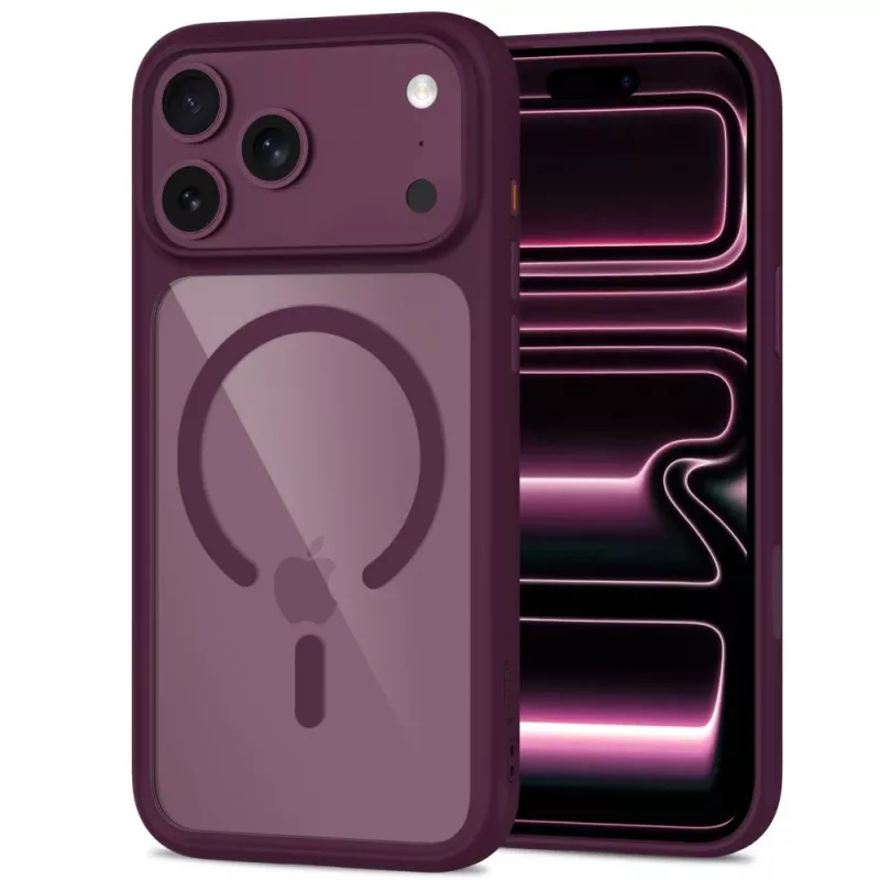 TECH-PROTECT MagOne MagSafe-kotelo + panssarilasi 2 kpl:n pakkaus iPhone 17 Pro / 18 Pro – Dark Cherry/läpinäkyvä