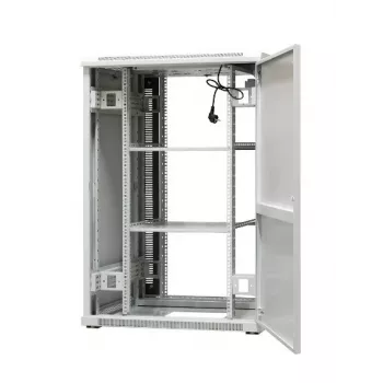 EmiterNet Top 24U vapaasti seisova verkkokaappi, 800x800x1180 mm, lasiovi edessä, musta EM/SH05D-8824
