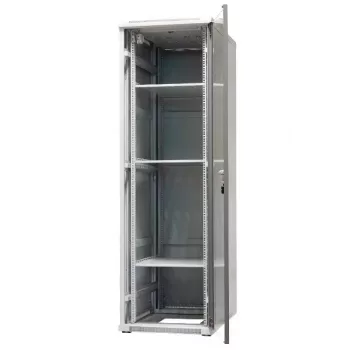 EMITER EmiterNet Top 42U vapaasti seisova verkkokaappi, 600x1000x1980 mm, lasinen etuovi, musta EM/SH05D-6042