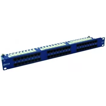 EMITERNET 48-port RJ45 UTP Cat.6 patch-paneeli 1U kaapelinhallintakiskolla, sininen