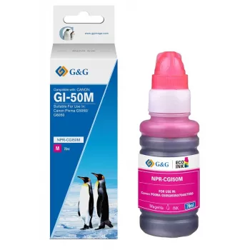 G&G täyttöpullo Canon GI-50 magenta (70 ml) – pigmenttimuste, 3404C001 yhteensopiva
