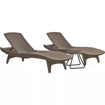 KETER Pacific -aurinkotuolisetti 2 kpl + pöytä beige