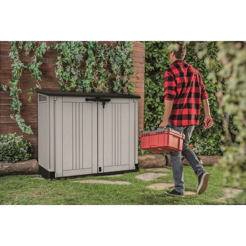 KETER MIDI-puutarha- ja parvekelatikko harmaa-musta 132x71,5x113,5 cm