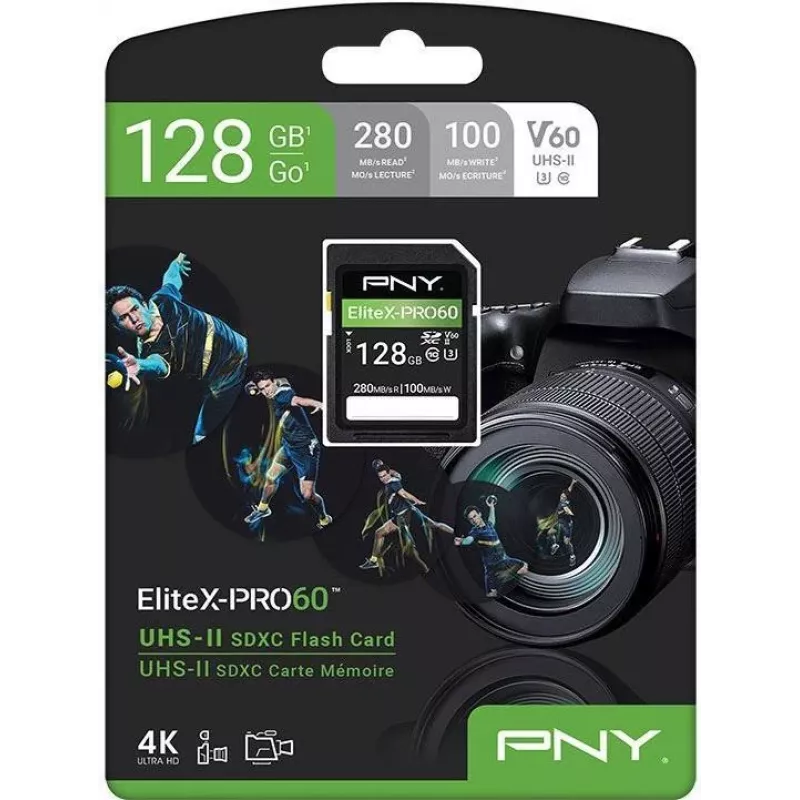 PNY EliteX-PRO60 flash-muistikortti 128GB Video Class V60 UHS-II U3 Class10 MicroSDXC