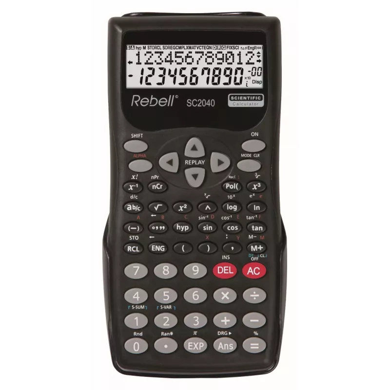 REBELL RE-SC2040 BX tieteellinen laskin, 240 toimintoa, 2-rivinen LCD, musta