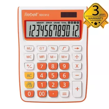 REBELL puolipöytälaskin RE-SDC912OR BX, 12-numeroinen LCD, Dual-Power, musta/hopea