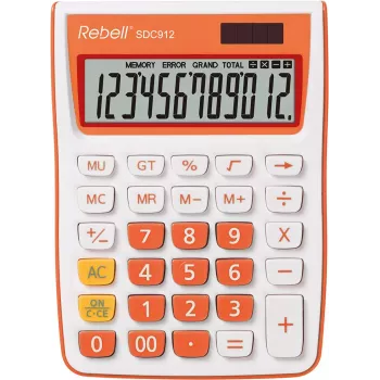 REBELL puolipöytälaskin RE-SDC912OR BX, 12-numeroinen LCD, Dual-Power, musta/hopea