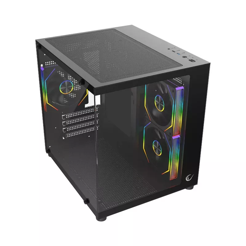 Rampage LUMID PC-kotelo M-ATX 3x tuuletin ARGB musta