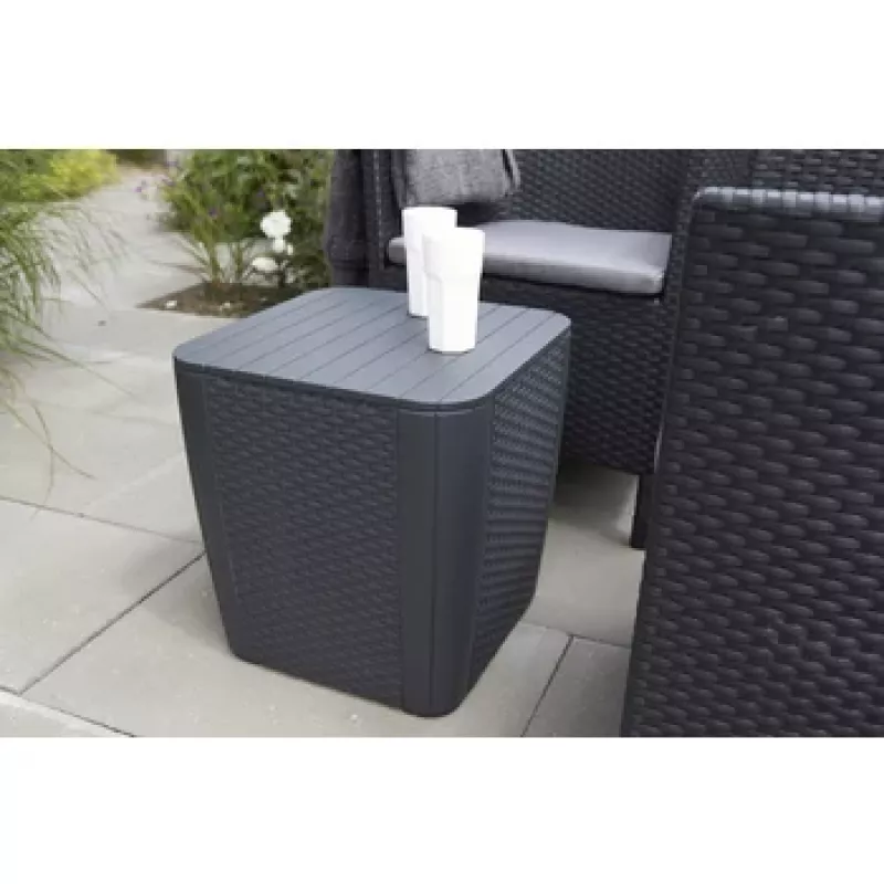 KETER puutarhapöytä/säilytyslaatikko Luzon Flat Wicker, harmaa