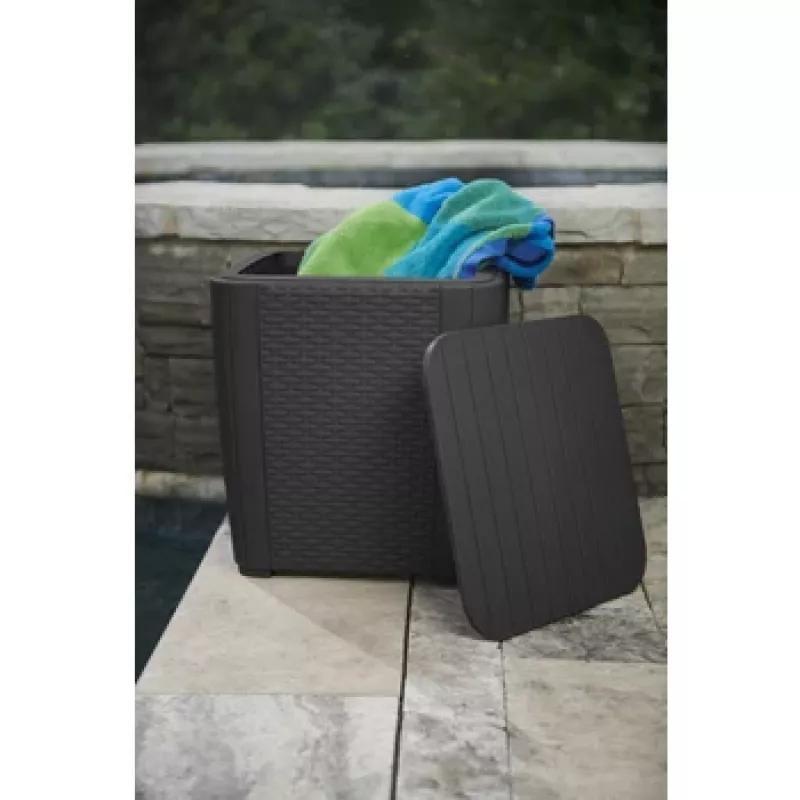 KETER puutarhapöytä/säilytyslaatikko Luzon Flat Wicker, harmaa