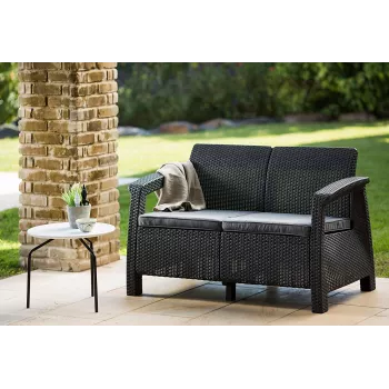 KETER puutarhasohva Doppel-Corfu Love Seat harmaa