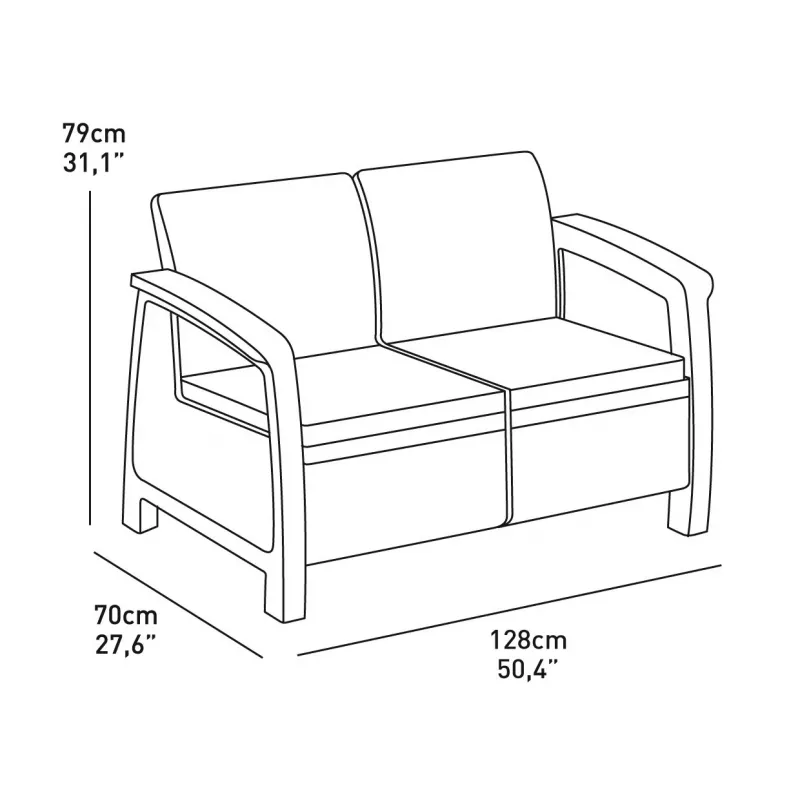 KETER puutarhasohva Doppel-Corfu Love Seat harmaa