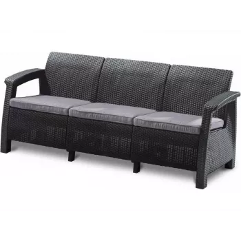 KETER Corfu Love Seat Max kolminkertainen puutarhasohva harmaa