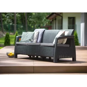 KETER Corfu Love Seat Max kolminkertainen puutarhasohva harmaa