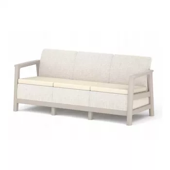 KETER puutarhasohva kolmelle Scandi Linea 3-istuttava sohva soranharmaa/vaaleanbeige