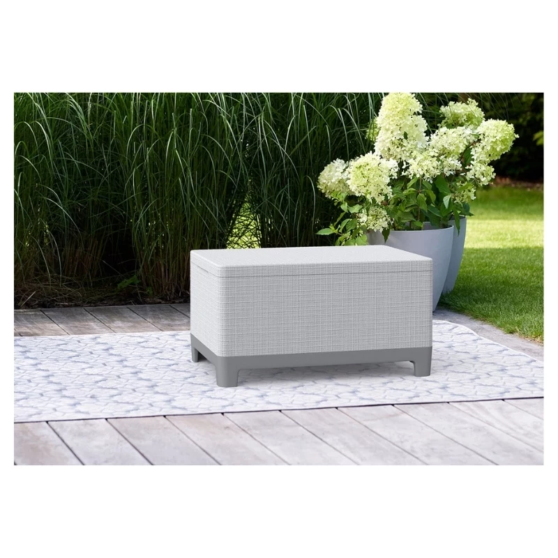 KETER puutarhapöytä/säilytyslaatikko Scandi Storage Table vaaleanharmaa/tummanharmaa