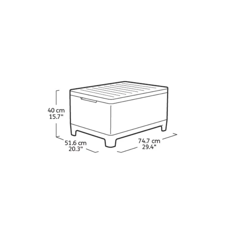 KETER puutarhapöytä/säilytyslaatikko Scandi Storage Table vaaleanharmaa/tummanharmaa