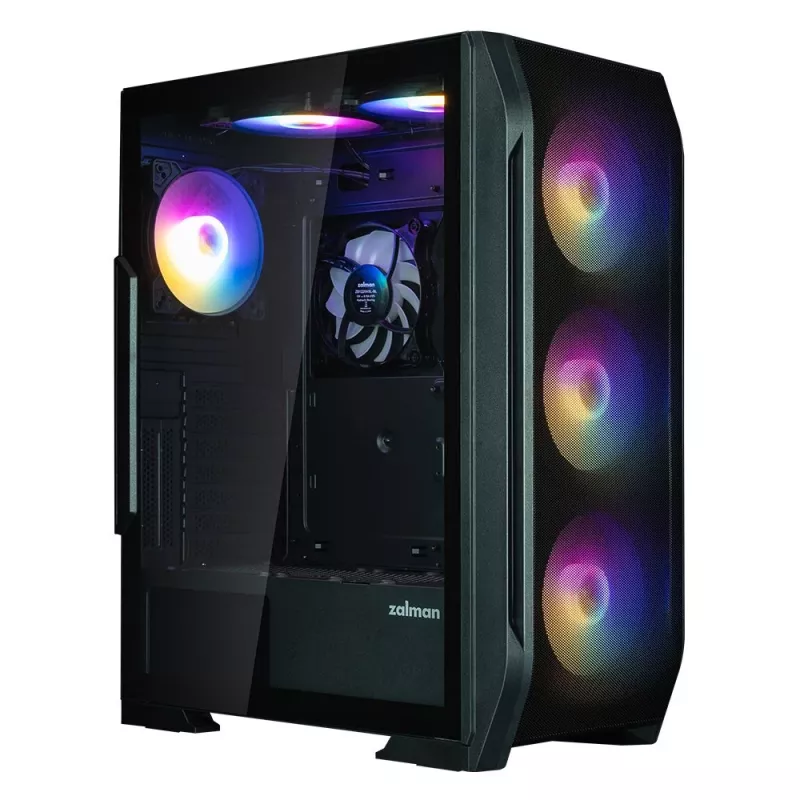 Zalman N7 PLUS V2 ATX Midi-Tower PC-kotelo, 7 x 120 mm ARGB-tuuletinta, karkaistu lasi, musta