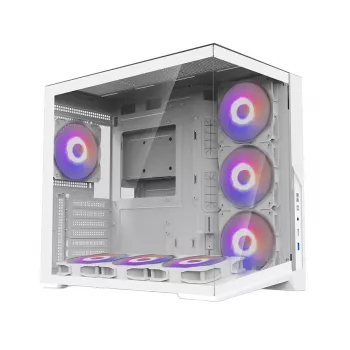 Zalman D40 White ATX Mid-Tower-kotelo, jossa 7 ARGB-tuuletinta ja karkaistu lasi