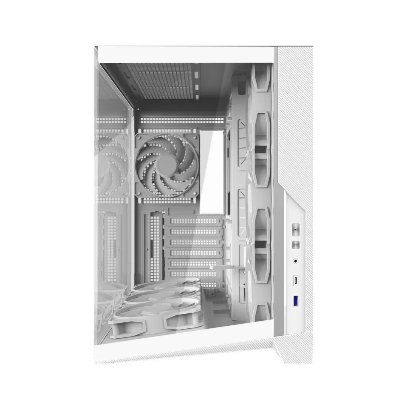 Zalman D40 White ATX Mid-Tower-kotelo, jossa 7 ARGB-tuuletinta ja karkaistu lasi