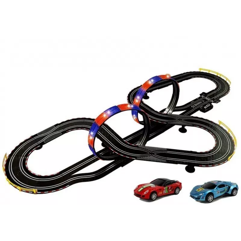 LEAN TOYS kilparata 2 autoa Top Turbo valot 7,6 m pitkä
