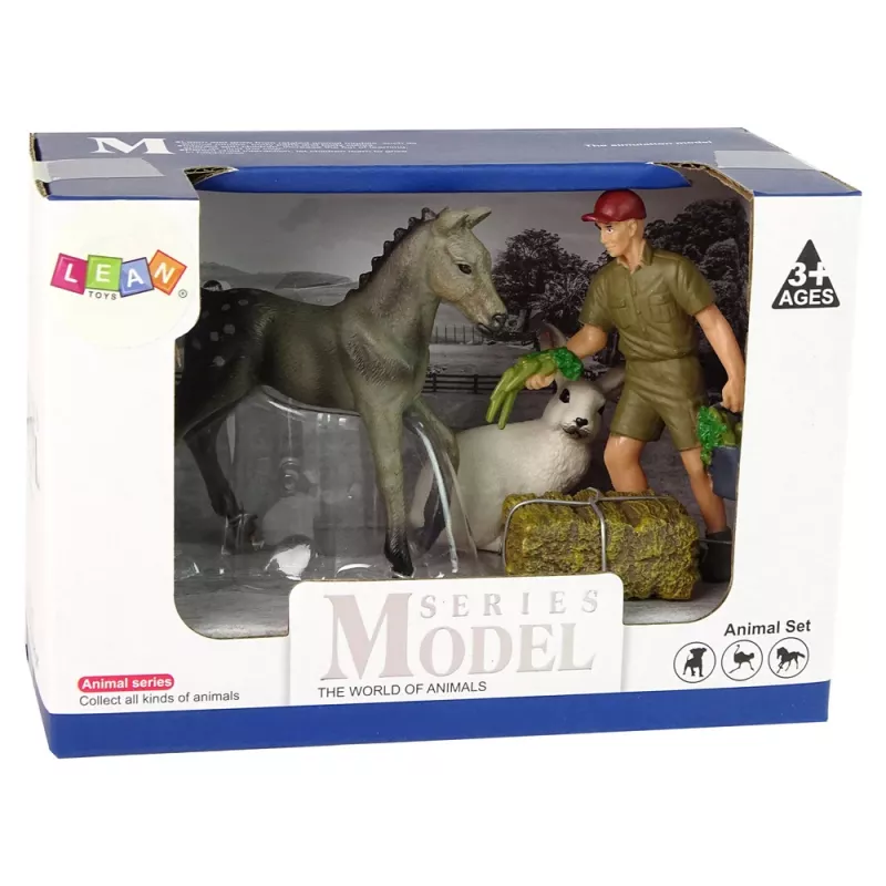 LEAN TOYS eläinhahmosetti hevonen harmaa jänis maanviljelijä