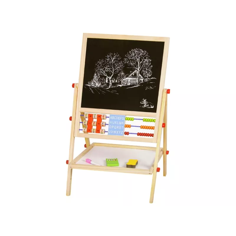 LEAN TOYS puinen tarjotin 2in1 helmitaulu liitu kynä
