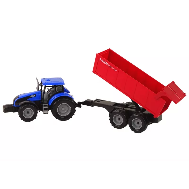 LEAN TOYS traktori perävaunulla maatalousajoneuvo maatila sininen