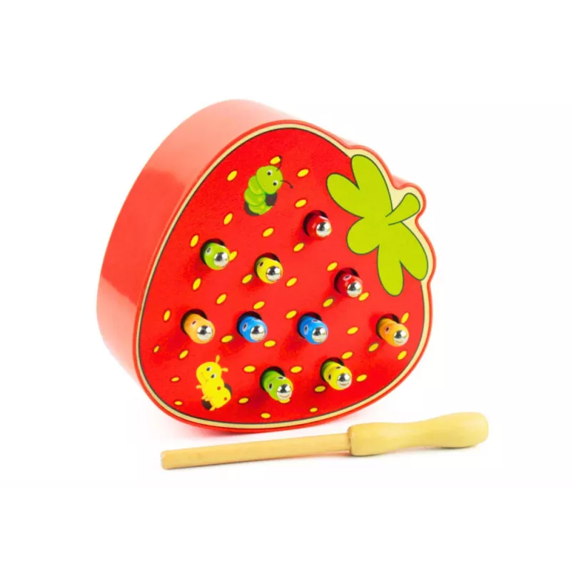 LEAN TOYS puinen taitopeli Catch the Bug mansikka punainen