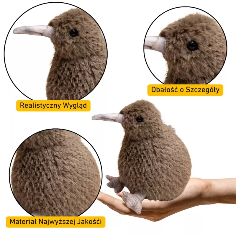 LEAN TOYS pehmolelu kiivi lintu pehmolelu maskotti pehmoeläin tummanruskea 25 cm