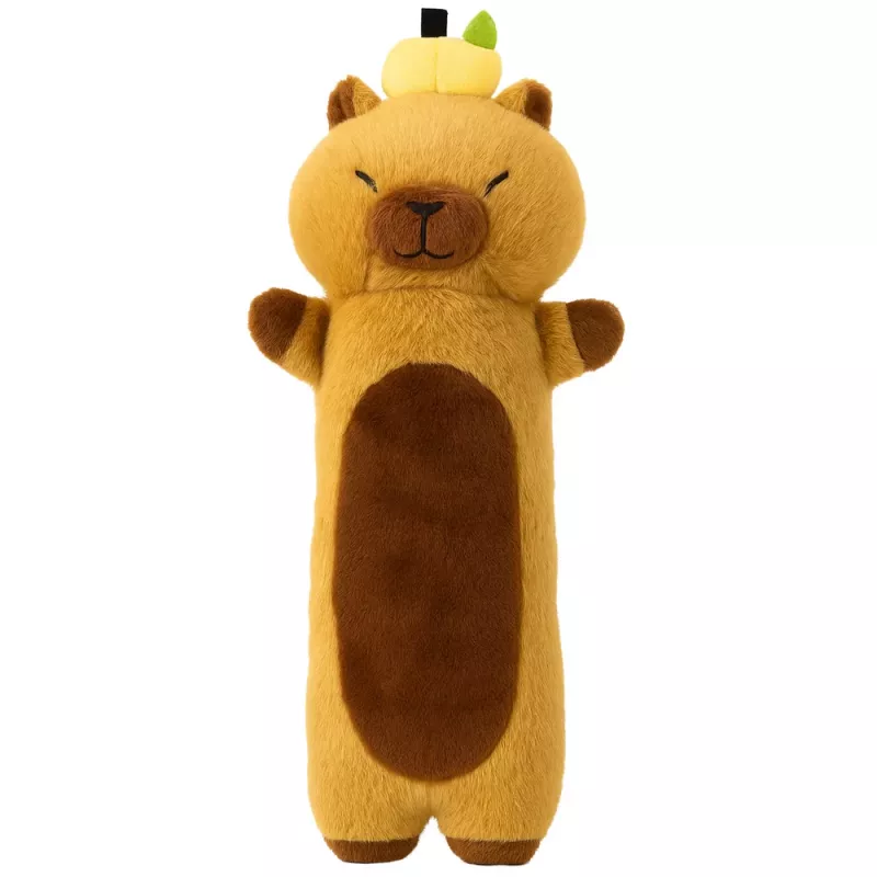 LEAN TOYS pehmolelu kapybara maskotti hedelmä pitkällä rullatyynyllä ruskea 45 cm