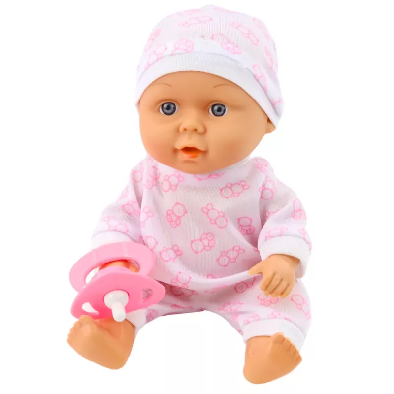 LEAN TOYS vauvanukke kantolaukussa pyjamalla, pipolla ja tutilla, pinkki