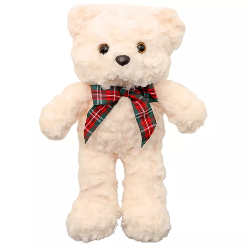 LEAN TOYS pehmolelu maskotti pehmoeläin nalle rusetilla valkoinen 30 cm