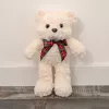 LEAN TOYS pehmolelu maskotti pehmoeläin nalle rusetilla valkoinen 30 cm