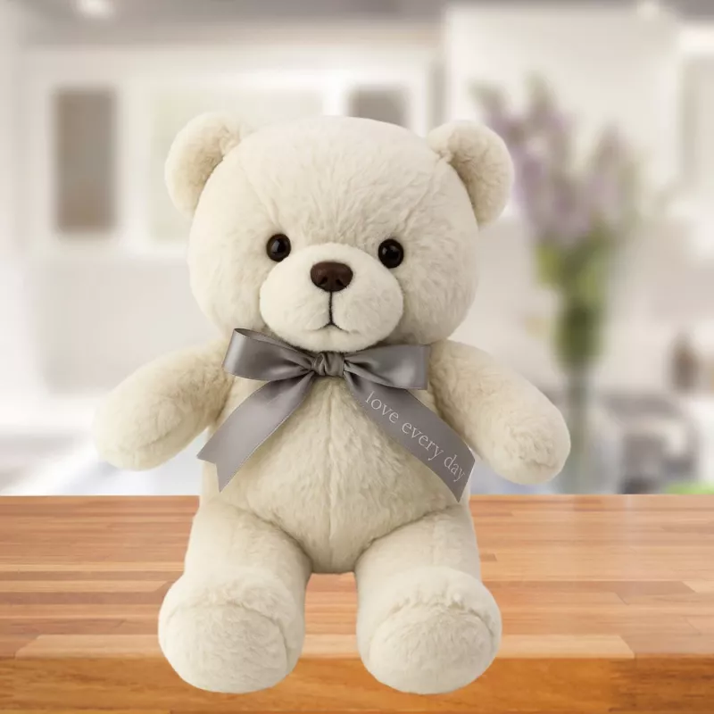 LEAN TOYS pehmolelu maskotti pehmoeläin nalle rusetilla Happy Every Day valkoinen 55 cm