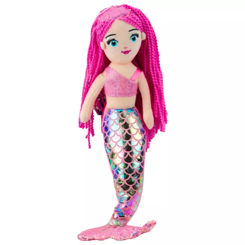 LEAN TOYS pehmolelu merenneito pehmoeläin holografinen pyrstö pinkki 48 cm