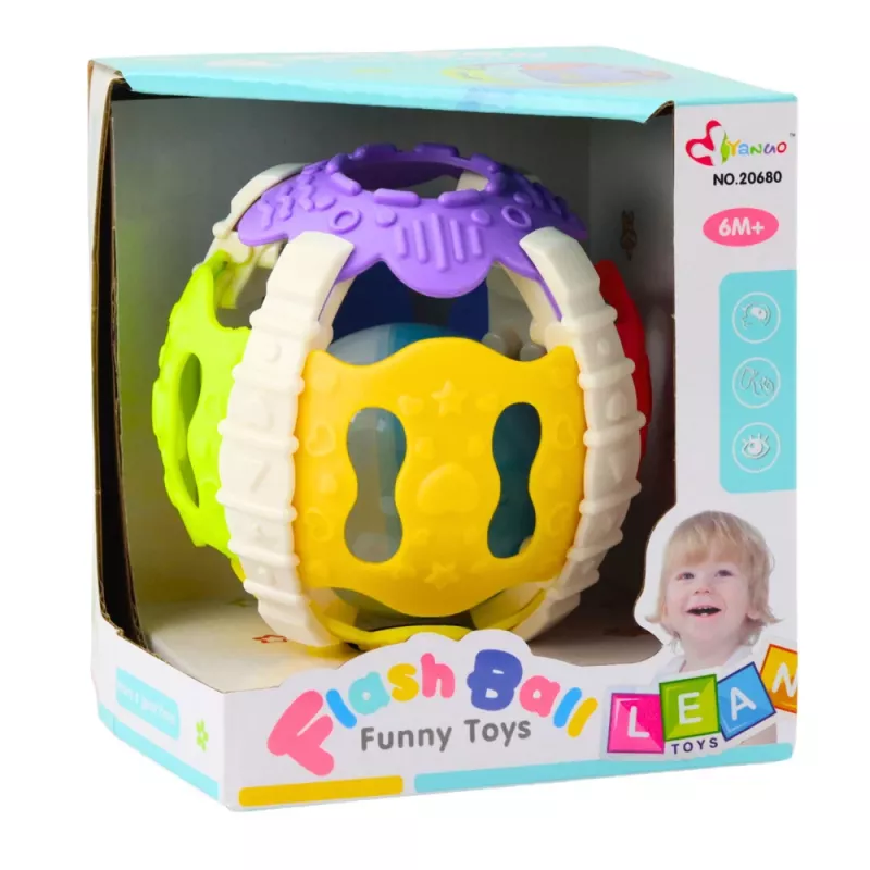 LEAN TOYS sensorinen pallo vauvoille kumia valolla ja äänillä, värikäs
